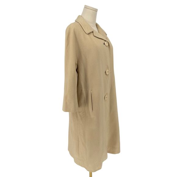 True Vintage 50s 60s Wool-Feel Coat Beige Funky Huge Buttons *NO TAGS* Apres Ski - Picture 3 of 8